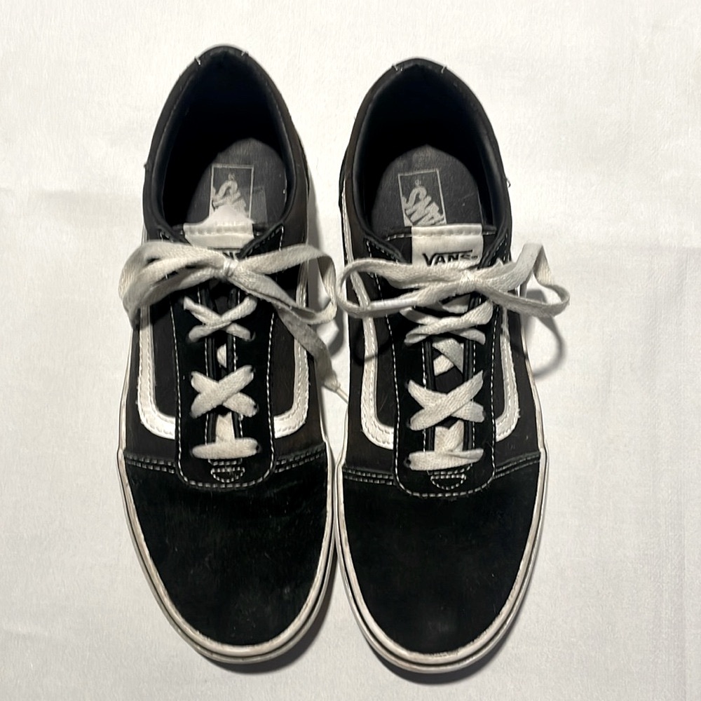 Vans Old Skool Black White Womens 7 Suede and Canvas Sneakers Shoes